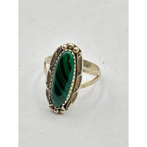 Vintage Sterling Silver Malachite Ring 7.5